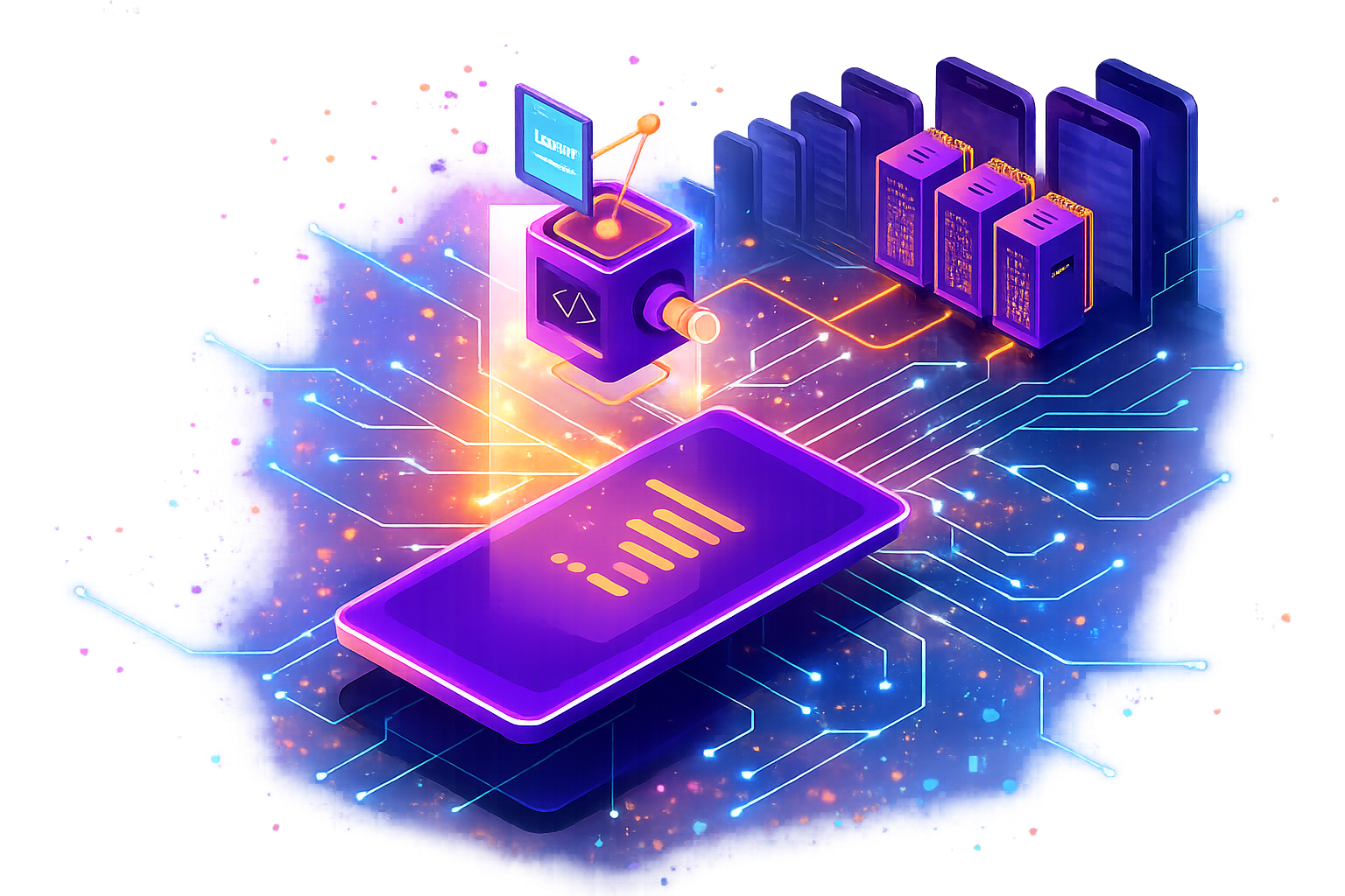 Mobile UI Testing visualization with devices and automation