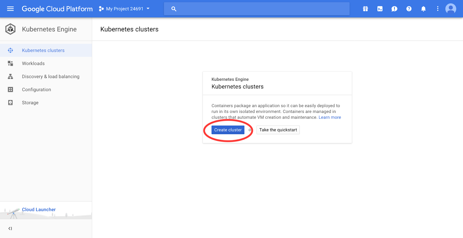 Google Cloud Dashboard - Kubernetes Engine