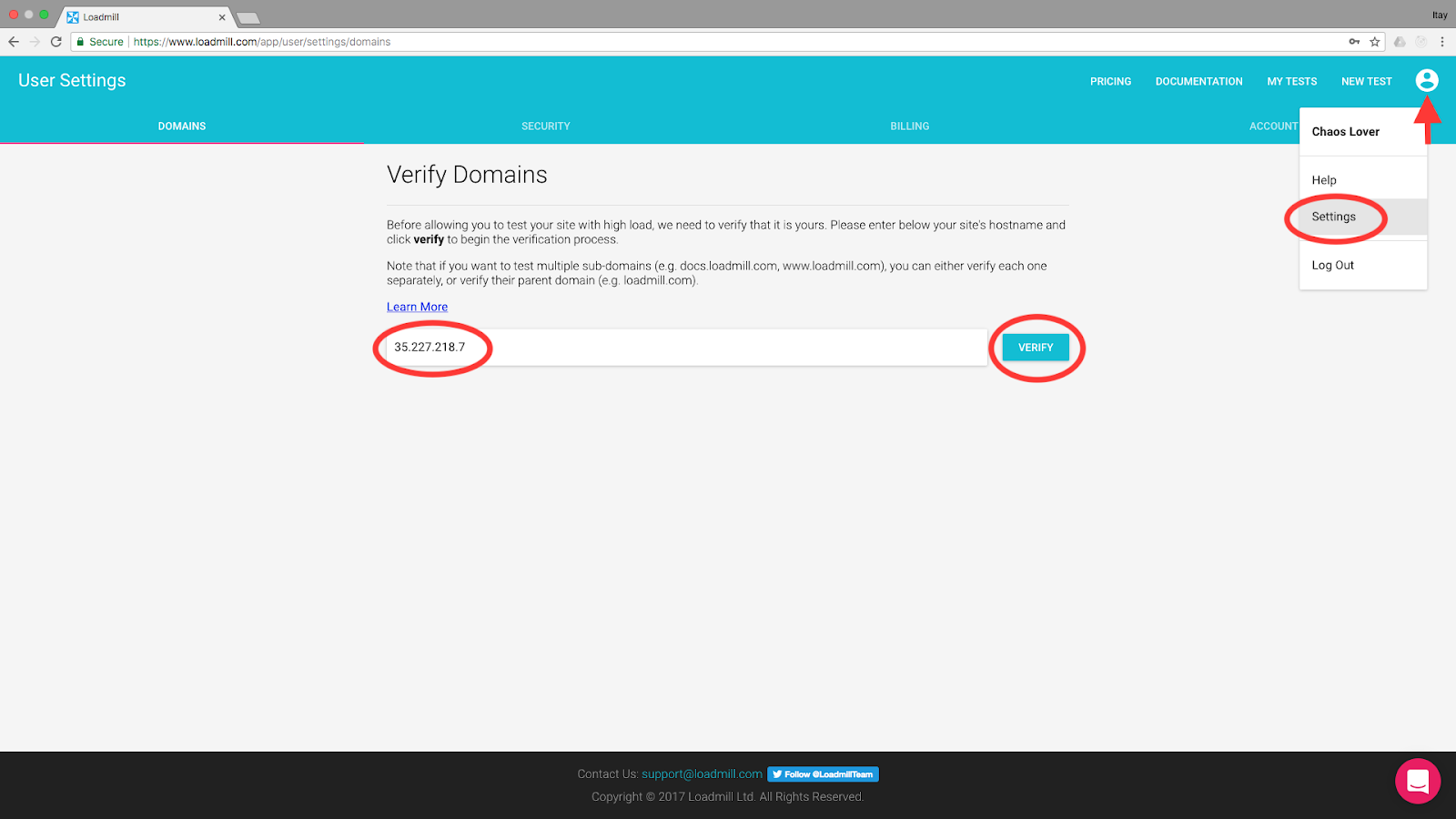 Verify Domains