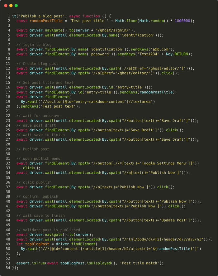 Selenium test code