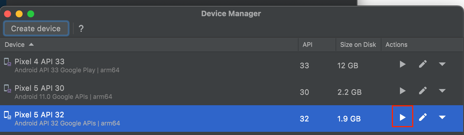 Start device