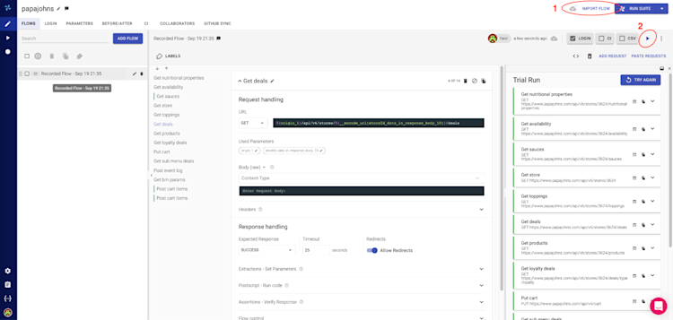 Loadmill import flow