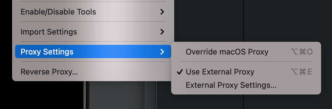 Proxyman external proxy settings