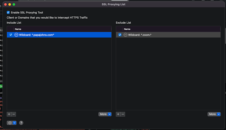 SSL Proxying list