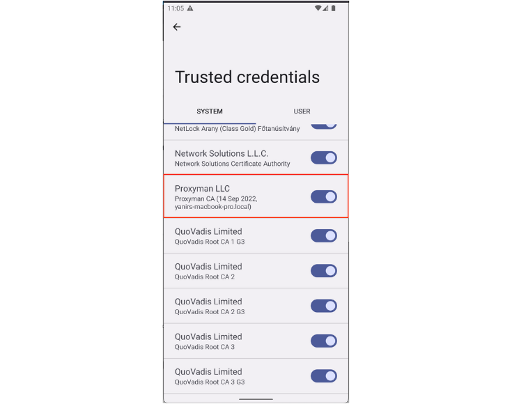 Trusted certificate