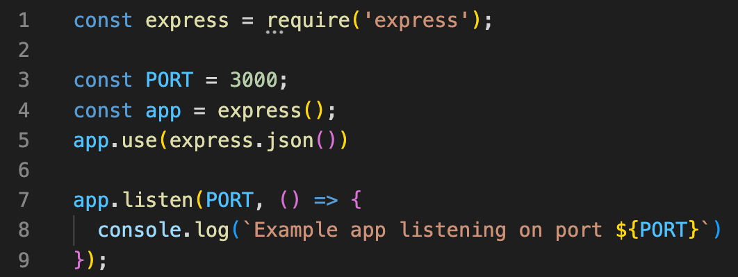 Express.js server setup code