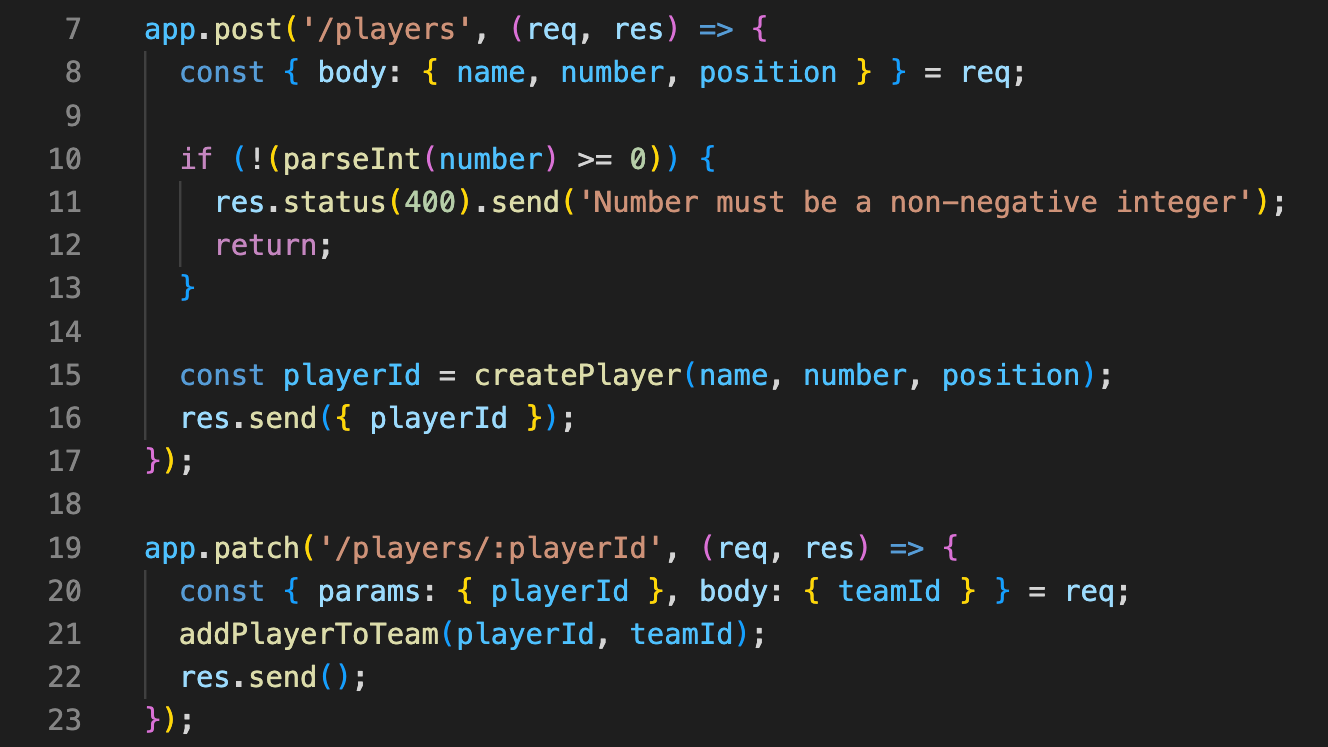 Team API implementation