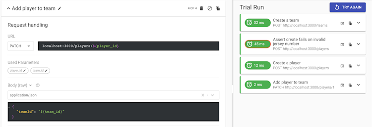 Team API test passing